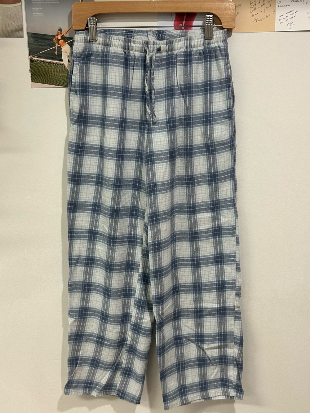 Blue and White Plaid Lowrise Lounge Pants